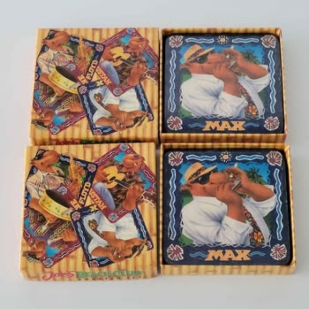 New (Lot Of 2) Vintage 1993 Joe Camel Joe's Beach Club 4 Piece Coaster Sets.Thi